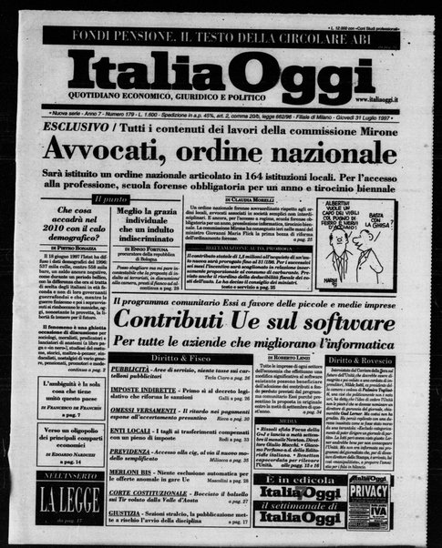 Italia oggi : quotidiano di economia finanza e politica